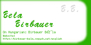 bela birbauer business card